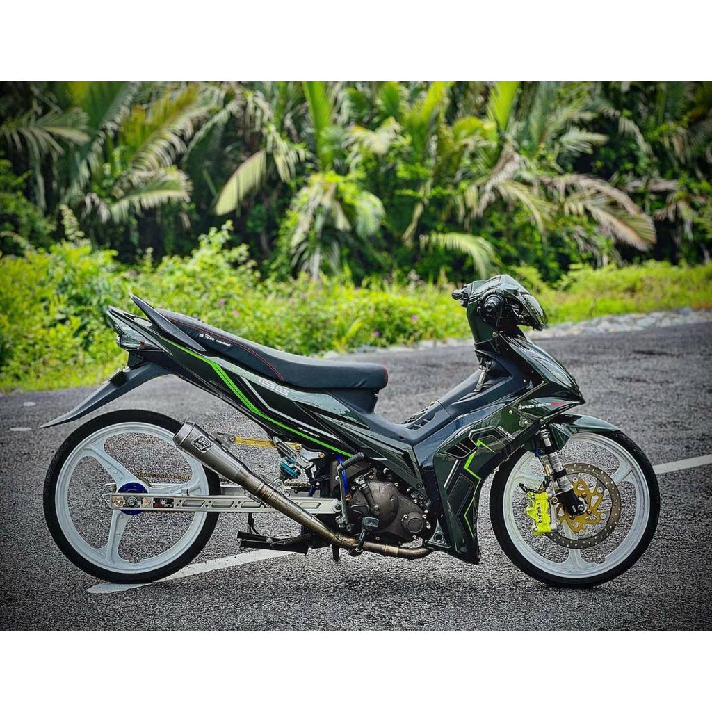 COVERSET BODYSET YAMAHA LC LC135 V1 DNLGM1 ARMY GREEN PATTERN LINE DOCTOR 001 SIAP TANAM