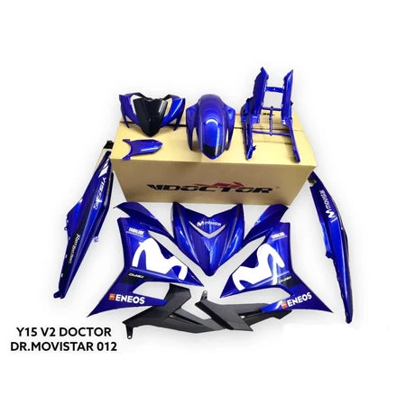 COVERSET Y15 Y15ZR 2018 V1 V2 MOVISTAR BIRU DPBMC M PUTIH HLY / OEM VELOZI SET STRIPE TANAM / TAMPAL 6WM M1