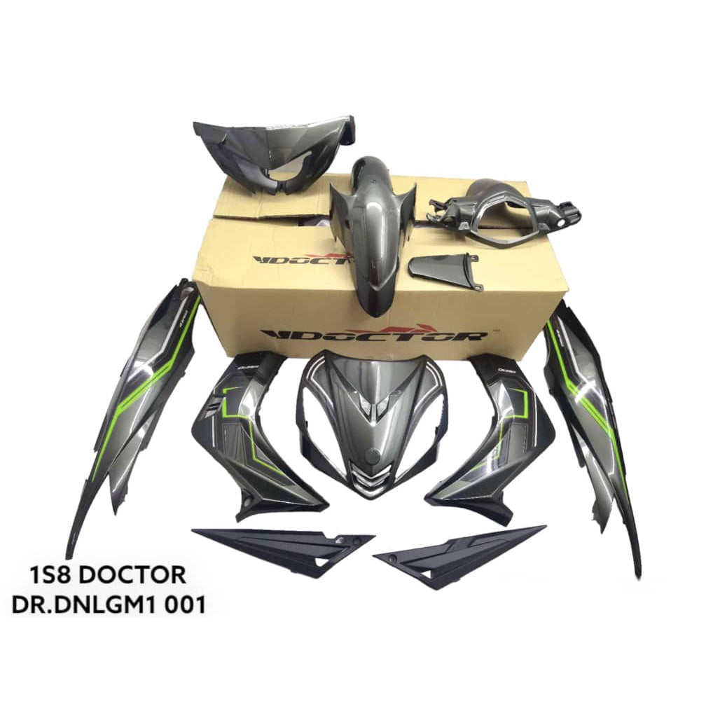 COVERSET BODYSET YAMAHA LC LC135 V1 DNLGM1 ARMY GREEN PATTERN LINE DOCTOR 001 SIAP TANAM