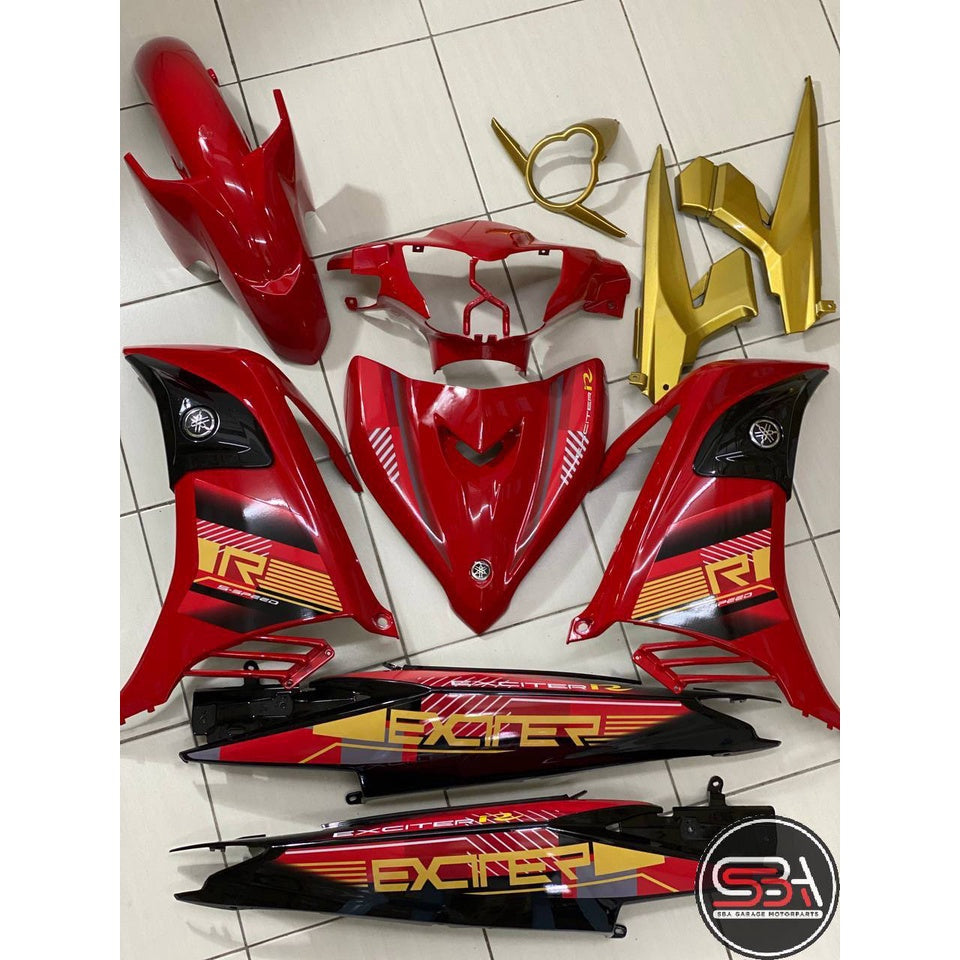 IRON MAN MALIBU COVERSET YAMAHA LC LC135 V2 EXCITER R GOLD RED SUN BODYSET SIAP TANAM VELOZI WITH COVER METER EMBLEM