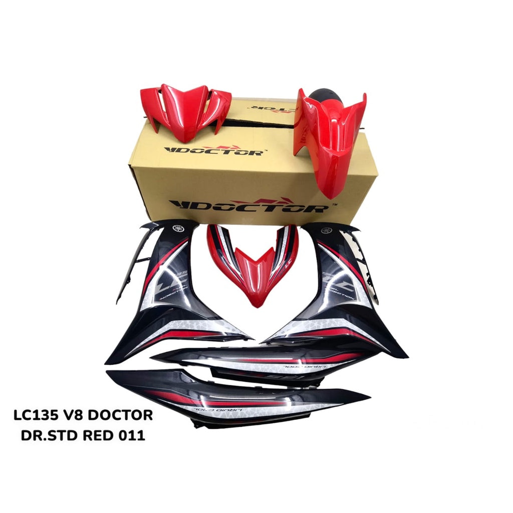 COVERSET BODYSET LC135 LC V8 STANDARD RED MERAH STD FUEL INJECTION FI YAMAHA SIAP TANAM DOCTOR 011 OEM