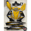 COVERSET BODYSET YAMAHA LC LC135 V1 YELLOW BLACK KUNING HITAM STRIPE TANAM CODE 002 DOCTOR EDITION OEM