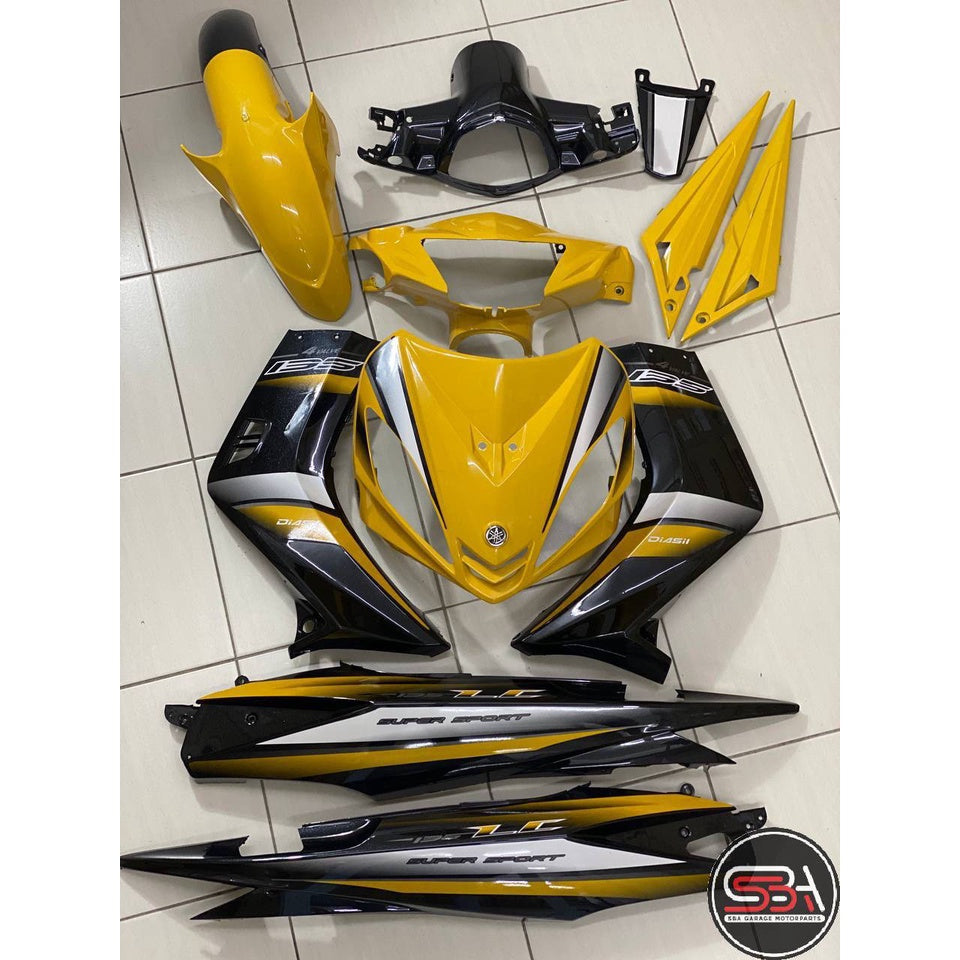 COVERSET BODYSET YAMAHA LC LC135 V1 YELLOW BLACK KUNING HITAM STRIPE TANAM CODE 002 DOCTOR EDITION OEM
