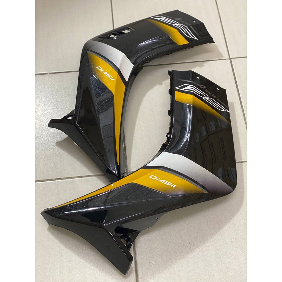 COVERSET BODYSET YAMAHA LC LC135 V1 YELLOW BLACK KUNING HITAM STRIPE TANAM CODE 002 DOCTOR EDITION OEM