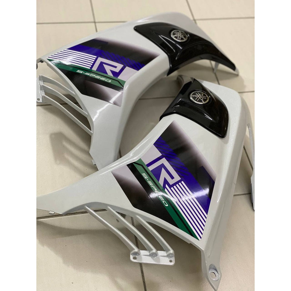 MALIBU COVERSET YAMAHA LC LC135 V2 EXCITER R CRYSTAL WHITE BLACK HITAM PUTIH BODYSET SIAP TANAM VELOZI WITH COVER METER