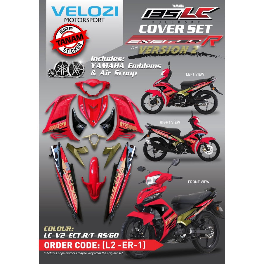 IRON MAN MALIBU COVERSET YAMAHA LC LC135 V2 EXCITER R GOLD RED SUN BODYSET SIAP TANAM VELOZI WITH COVER METER EMBLEM