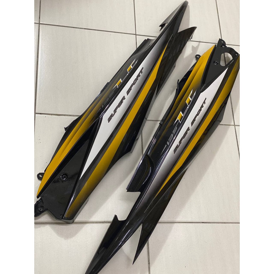 COVERSET BODYSET YAMAHA LC LC135 V1 YELLOW BLACK KUNING HITAM STRIPE TANAM CODE 002 DOCTOR EDITION OEM