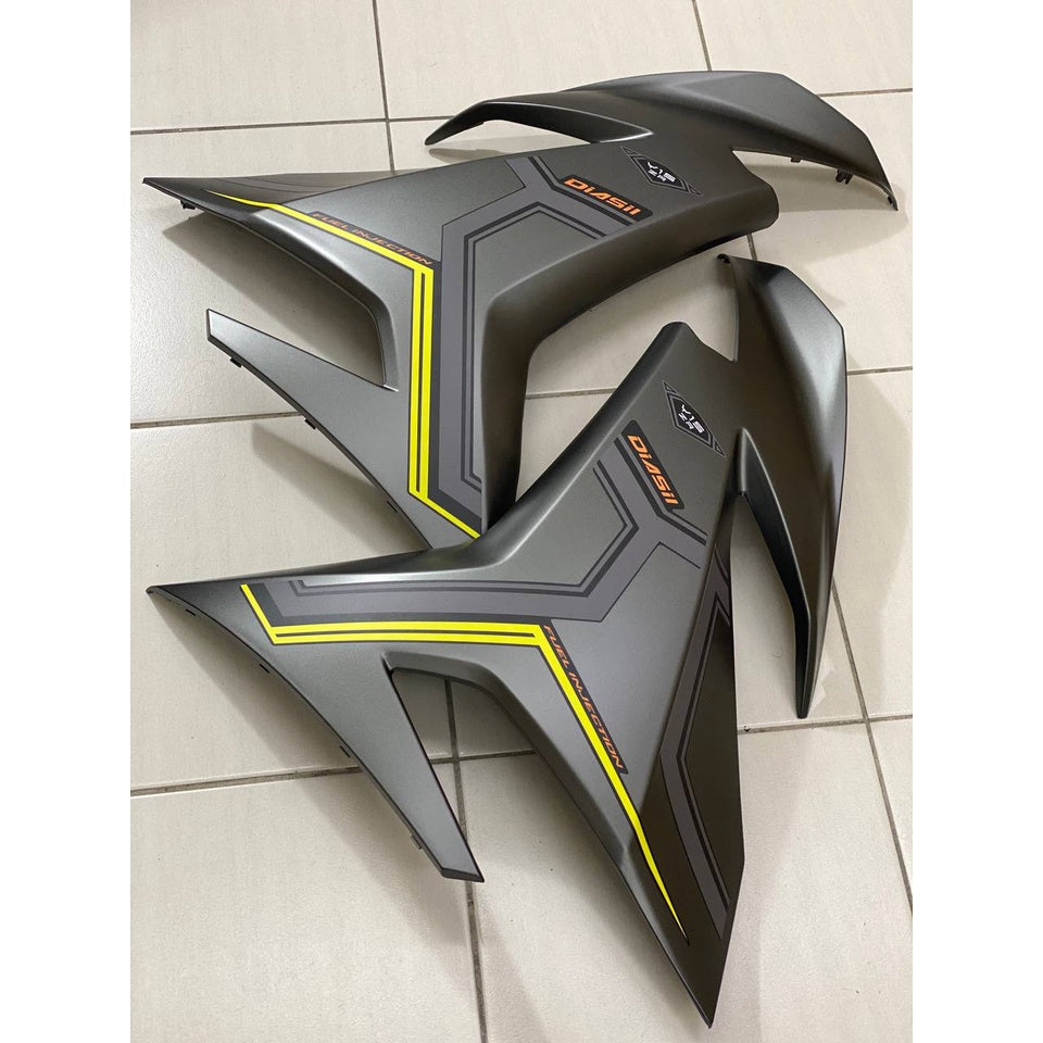 COVERSET Y15ZR V1 V2 SD16 GREY MATT LEMON GREEN PATTERN LINE PREMIUM COVERSET BODYSET Y15ZR Y15 YSUKU VELOZI TANAM