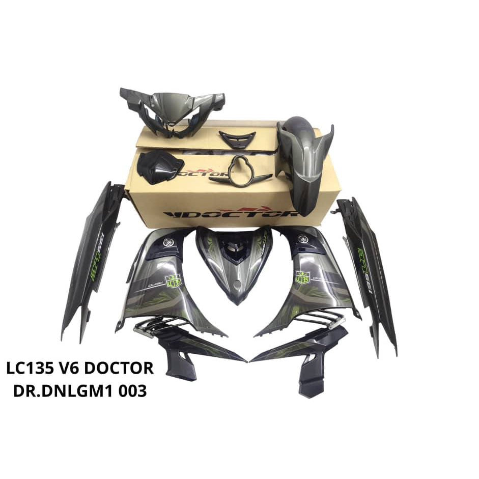 COVERSET BODYSET YAMAHA LC LC135 V6 V7 DNLGM1 ARMY GREEN STRIPE TANAM CODE 003 DOCTOR VELOZI EDITION OEM 2022