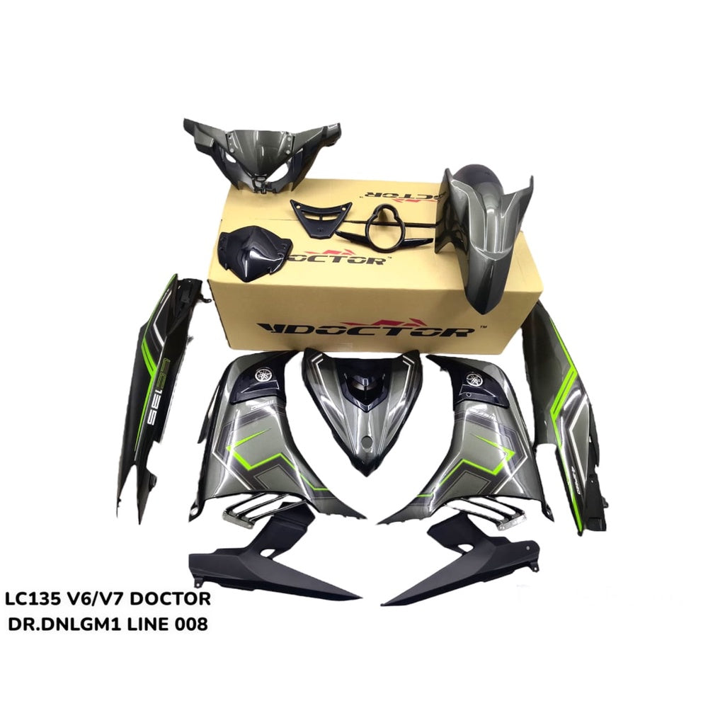 YAMAHA LC LC135 V6 V7 BODYSET COVERSET DNLGM1 IN-MOLD LINE STRIPE PATTERN CODE 008 DOCTOR EDITION OEM