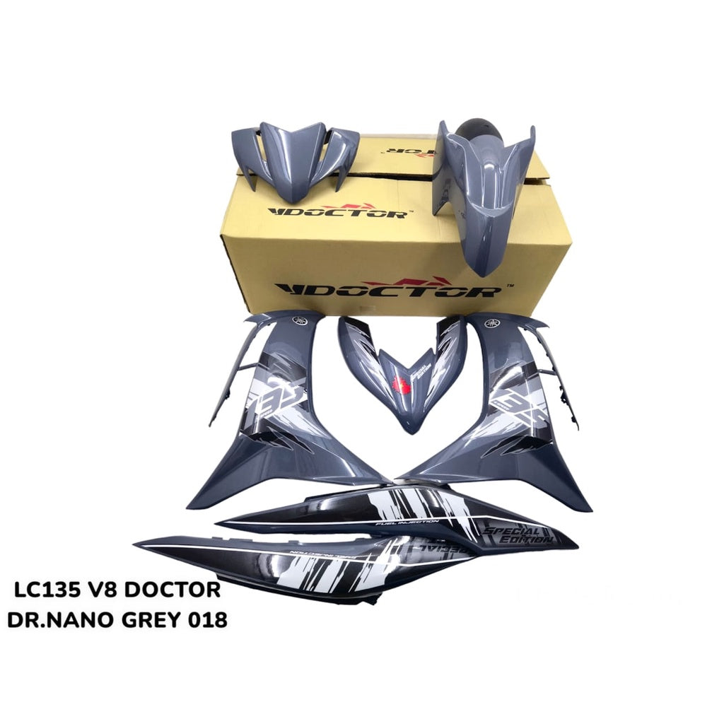 COVERSET BODYSET LC135 LC V8 NARDO / NANO GREY FUEL INJECTION FI YAMAHA SIAP TANAM DOCTOR 018 OEM