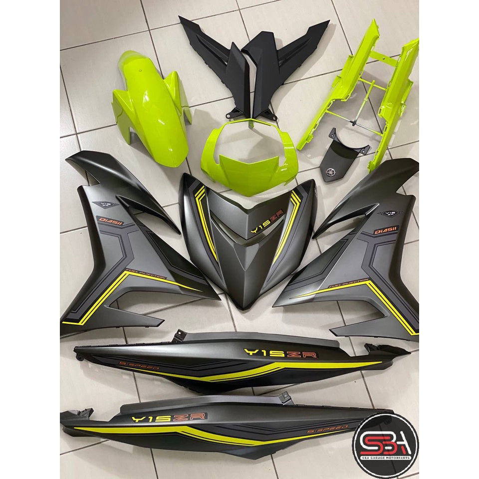 COVERSET Y15ZR V1 V2 SD16 GREY MATT LEMON GREEN PATTERN LINE PREMIUM COVERSET BODYSET Y15ZR Y15 YSUKU VELOZI TANAM
