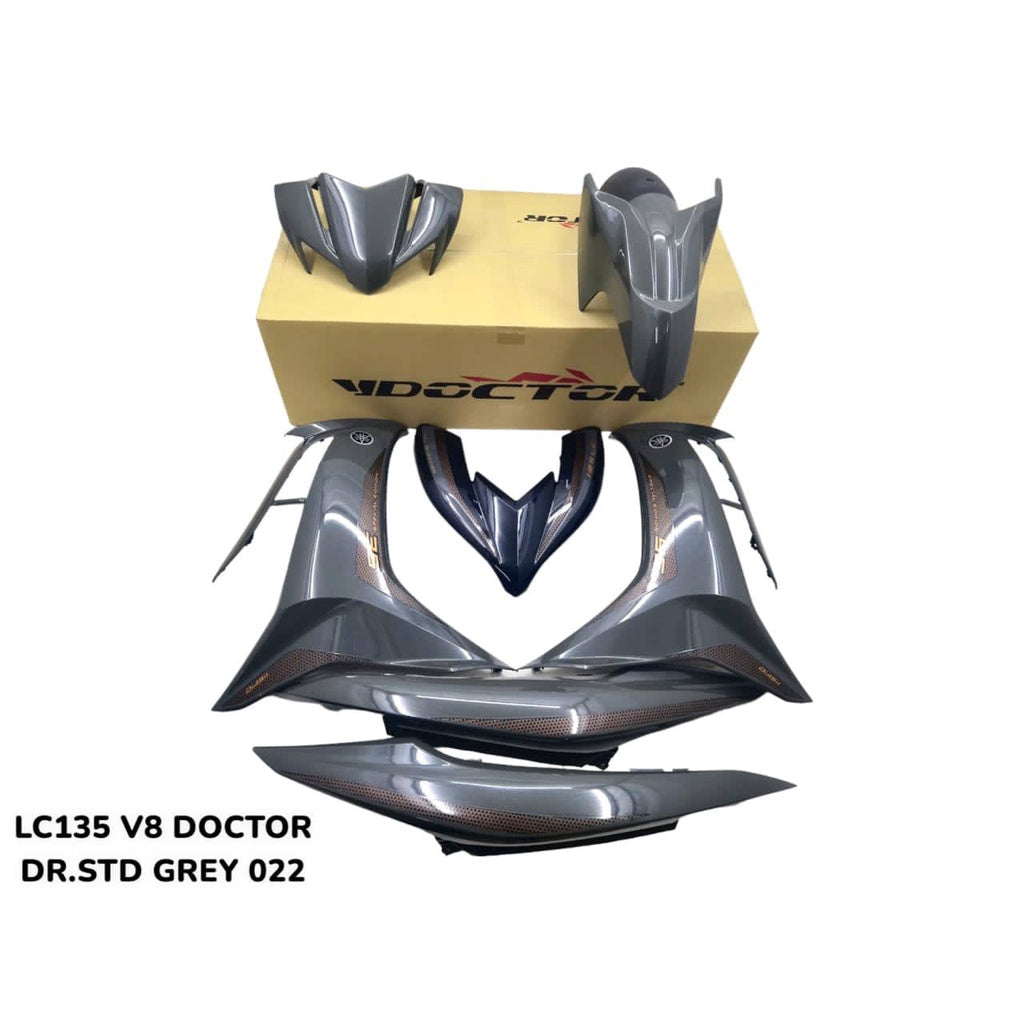 COVERSET BODYSET LC135 LC V8 DR STANDARD GREY STEALTH GOLD MDNMA FUEL INJECTION FI YAMAHA SIAP TANAM DOCTOR 022